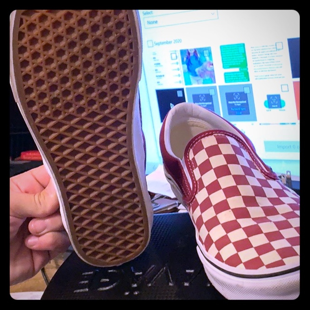 Burgundy Checkered Vans